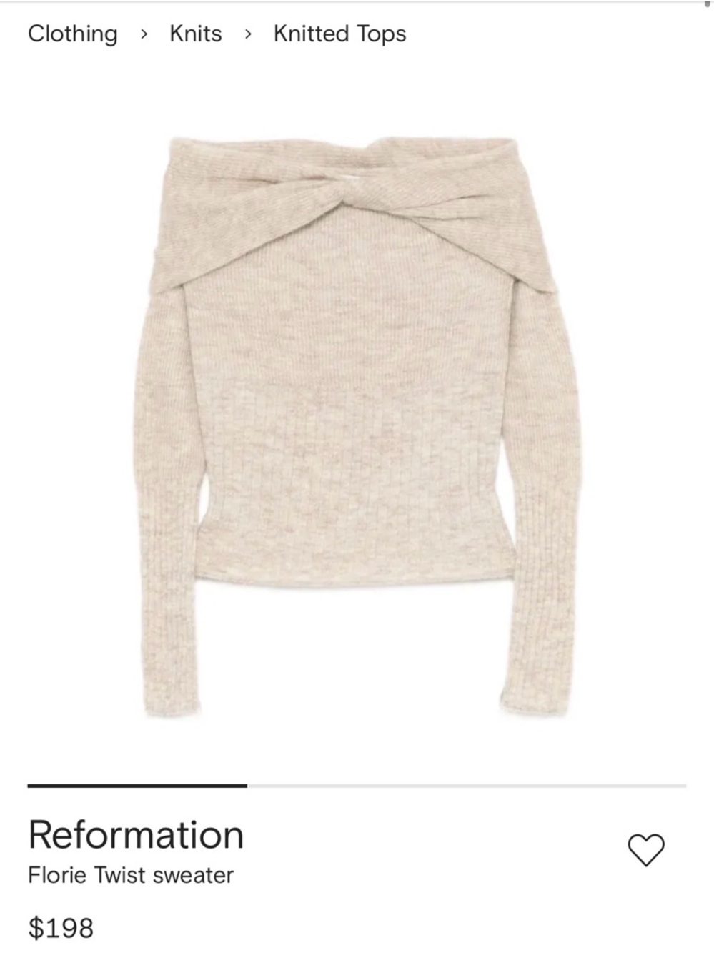 Reformation Florie Twist Front Sweater - Barley Beige